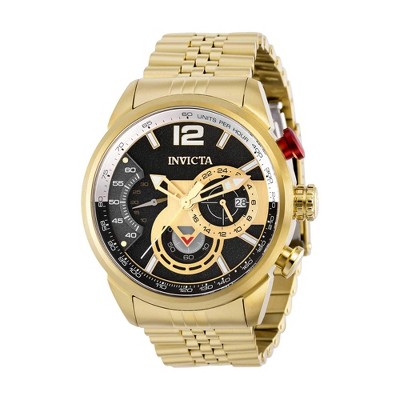 Invicta 39666 Men's Aviator Black Dial Yellow Gold Case Watch