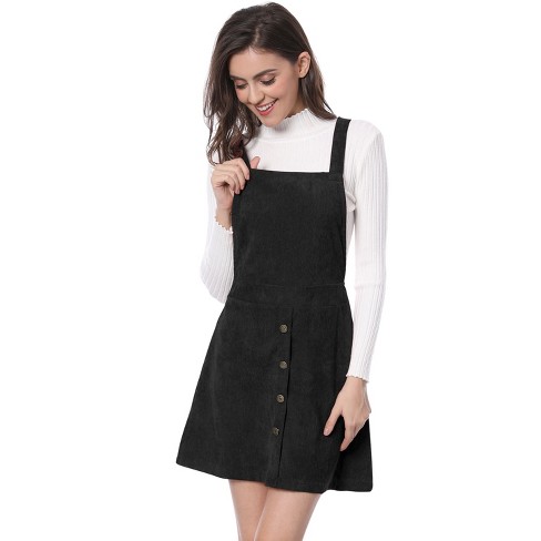 Womens black cord outlet pinafore dress