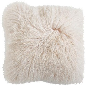 Storied Home Mongolian Lamb Fur Pillow, Cream - 1 of 4