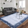 Living Room Rug Large Soft Machine Washable Modern Bordered Rug Indoor Carpet Non Slip Accent Rug Low Pile - 2 of 4