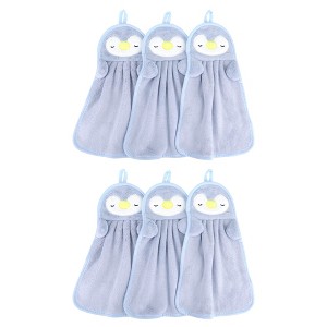 REGALWOVEN Bathroom Kitchen Cute Animal Children Hand Towels with Hanging Loop 6 Pcs - 1 of 4