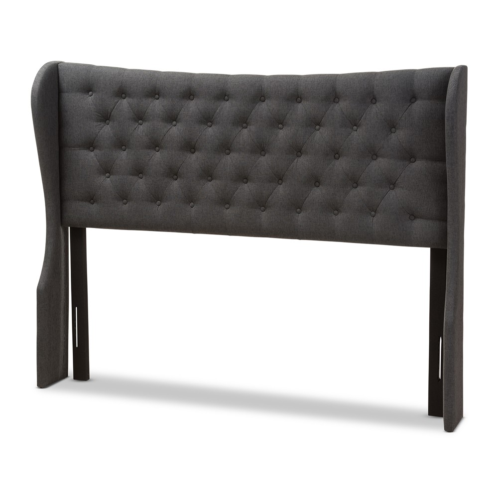 Photos - Bed Frame Cadence Modern and Contemporary Fabric Button Tufted Winged Headboard Quee