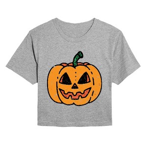 Women's - Instant Message - Halloween Pumpkin Cropped Graphic T