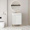 GlasFlength Bathroom Storage Cabinets, Freestanding, Open shelving Bathroom Vanity，Assembly Required, White, 21.6"*12.2"*33.8" - 2 of 4