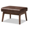 Bianca Mid Century Modern Walnut Wood Ottoman: Rubberwood Frame & Faux Leather - Baxton Studio - 4 of 4