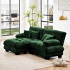 TiramisuBest Chenille Sectional Sofa, 2-Seater with Lumbar & Throw Pillows, Upholstered Wide Arm Sofa with Convertible Ottoman, White - 3 of 4