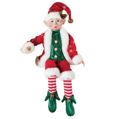 Collections Etc Poseable Christmas Elf Sitter Wearing Jingle Bells 6 X ...