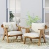 Okak Rusitc Acacia Wood Patio Club Chairs Upholstered Accent Chairs,Set of 2,Boho Outdoor Teak Finish Chair,Outdoor Furniture Seating - 3 of 4