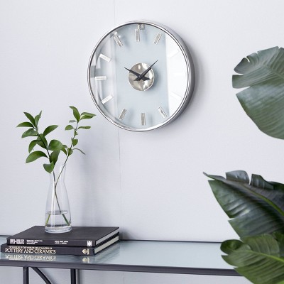14" X 14" Round Aluminum Wall Clock With Transparent Face Olivia