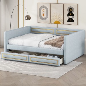 NicBex Twin/Full Size Upholstery Daybed with 2 Drawers for Bedroom,Living Room,Apartment,Blue - 1 of 4