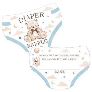 Big Dot of Happiness We Can Bearly Wait - Diaper Shaped Raffle Ticket Inserts - Teddy Bear Baby Shower Activities - Diaper Raffle Game - Set of 24 - 1 of 4