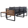 Merax L-Shaped Metal & Acacia Wood Sectional Sofa with Soft Cushions & Coffee Table - 4 of 4