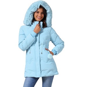 INSPIRE CHIC Women's Winter Thicken Puffer Faux Fur Removable Hood Warm Parka Jacket - 1 of 4