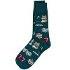 Memoi Men's "Book Nerd" Rayon Blend Novelty Crew Sock Dark Spruce 10-13 - 3 of 4