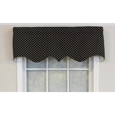 Black and Beige Dotted Diamond Scalloped Window Valance