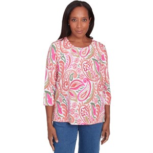Alfred Dunner Womens Embellished Crewneck Paisley Top - 1 of 4