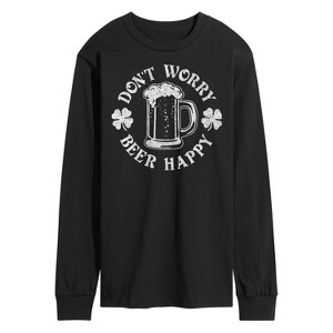 Men's - Instant Message - Don't Worry Beer Happy Long Sleeve Graphic T-Shirt - 1 of 4