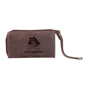 Evergreen NCAA East Carolina Pirates Brown Leather Women's Wristlet Wallet Officially Licensed with Gift Box - 1 of 1