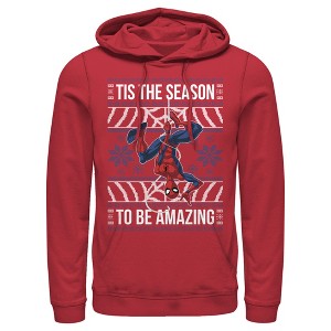 Men's Marvel Ugly Christmas Spider-Man Season Pull Over Hoodie - 1 of 3