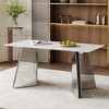 Maliang 63"x31.5x30" Luxurious Snow Mountain Stone Slab Dining Table with Stainless Steel Legs - 2 of 4