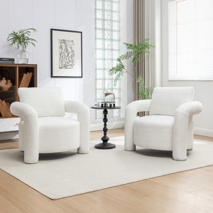 SEYNAR Mid Century Modern Teddy Upolstered Accent Chair with Poilow Set of 2 - 1 of 4