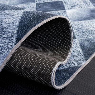 Gray Faux Hide Non-Slip Washable Rug, 30" x 7"