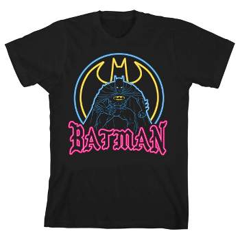 Batman Neon Batman and Signal Black T-shirt Toddler Boy to Youth Boy
