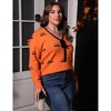 Clearlove Women's Plus-Size Halloween-Inspired Knit Top Textured Long Sleeve Sweater - 3 of 4