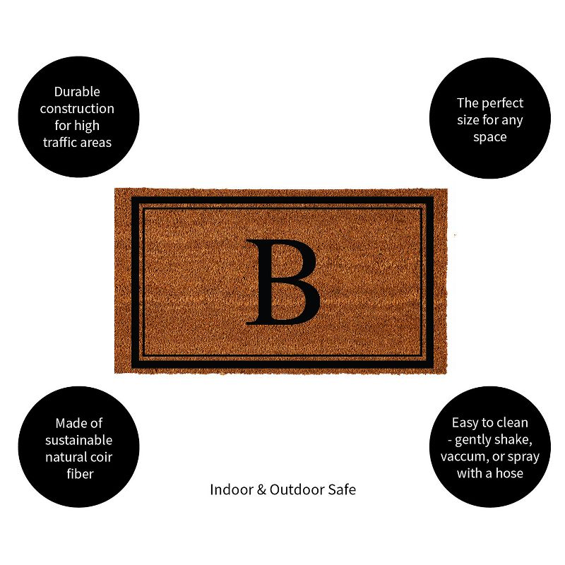 Evergreen Monogram Indoor Outdoor 100% Natural Coir Doormat 28" x 16" |  Letter  "B", 2 of 4