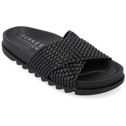 Journee Collection Womens Gretie Flatform Treaded Slide Sandal Black 9. ...