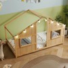 Safstar Twin Size House Floor Bed with LED Lights Solid Wood Bed Frame without Slats - 2 of 4