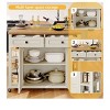 Rolling Kitchen Island Cart with Folding Drop Leaf & Power Outlets Kitchen Storage Cart with Drawers with Adjustable Shelves, Beige - 4 of 4