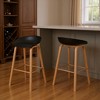 HomeRoots Set of Two Black and Natural Heavy Duty Plastic and Wood Backless Bar Height Bar Chairs - 2 of 4