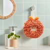 REGALWOVEN Chenille Soft Absorbent Quick Drying Fuzzy Ball Hand Towel with Hanging Loop 7" x 7" 1 Pc - 2 of 4