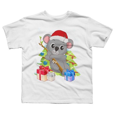 Boy's Design By Humans Santa Climbing Koala Bear Christmas T-Shirt By thebeardstudio T-Shirt