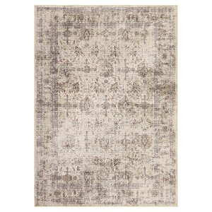 Vintage Distressed Floral Print Area Rugs for Living Room Bedroom, Washable Soft Retro Accent Floor Carpet, Non Slip Throw Mat - 1 of 4