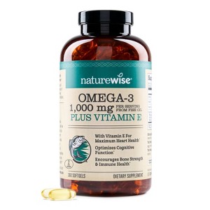 NatureWise Extra-Strength Omega 3 Fish Oil Supplement - 1000mg per Serving - 600 EPA & 400 DHA and Vitamin E - Lemon Flavor, GMO-Free - 1 of 4