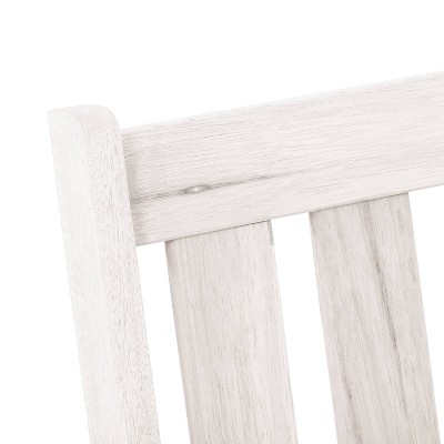 Whitewashed Shorea Wood Outdoor Storage Bench with Slatted Back