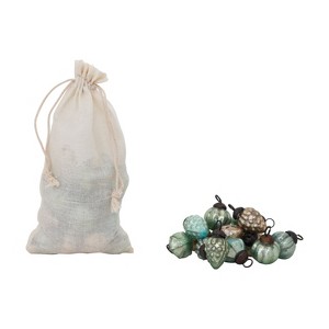 Storied Home Embossed Mercury Glass Ornaments In Muslin Bag , Green, Blue, and Gold, Set Of 36 - 1 of 1