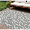Gray And Ivory Geometric Washable Indoor Outdoor Area Rug - 2 of 4
