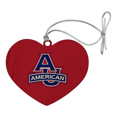 American University Primary Logo Heart Love Wood Christmas Tree Holiday Ornament