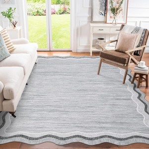 Washable Wavy Edge Area Rug, Non Slip Non Shedding Low Pile Floor Cover, Soft Accent Mat for Kitchen Bedroom Hallway Entryway Office - 1 of 4