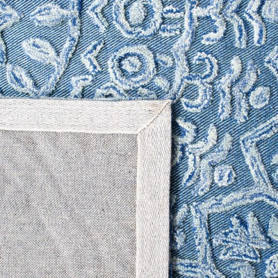 Hand-Tufted Blue and Light Green Wool Area Rug, 3' x 5'