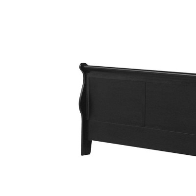 Elegant Queen-Sized Sleigh Bed with 6-Drawer Storage in Black Wood
