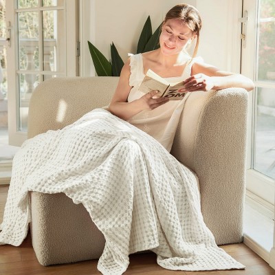 Bedsure | Rayon Derived from Bamboo Cooling Woven Waffle Blanket
