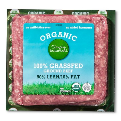 Organic Grass Fed 90/10 Ground Beef - 1lb - Simply Balanced™ : Target