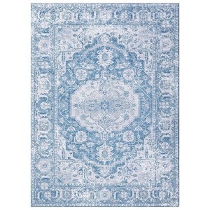 Washable Vintage Foral Rug Non Slip Low Pile Rug Soft Retro Throw Floor Cover Foldable Indoor Carpet for Living Room Bedroom Playroom Nursery - 1 of 4