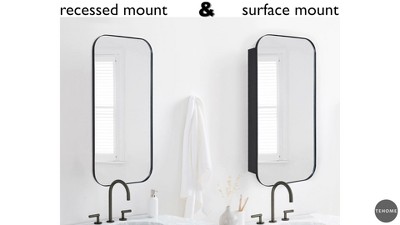 Matt Black Stainless Steel Rectangular Medicine Cabinet with Mirror, 22'' x 30''