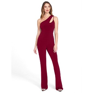 YESFASHION Women's Jumpsuit Summer One Shoulder Hollow Out Stretch Wide Leg Cutout Sleeveless Romper Outfits - 1 of 4