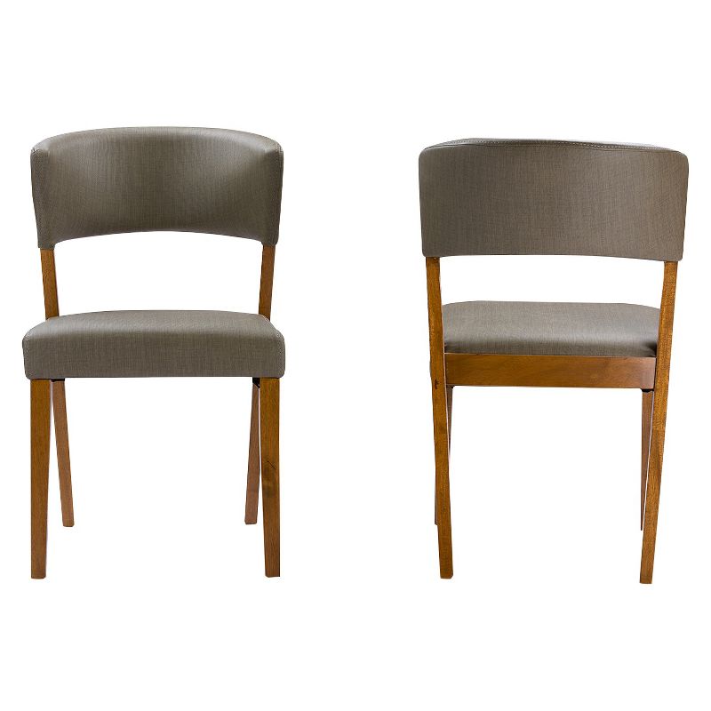2pk Mid Century Dining Chairs Walnut/Gray Faux Leather - Baxton Studio: Upholstered, Modern Kitchen Seating, 3 of 5